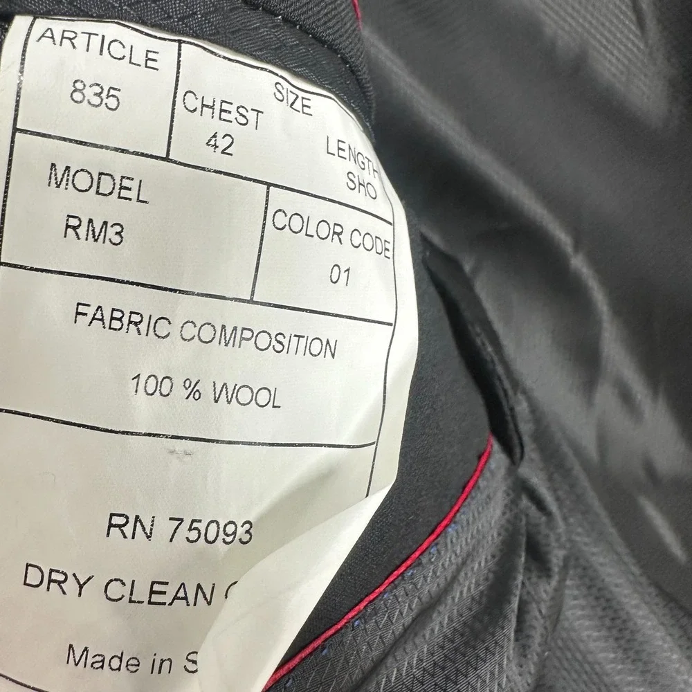 Giorgio Cosani RM3 Hand‎ Tailored Luxury Fine Wool Blazer Dark Black Size 42